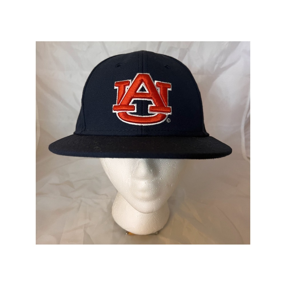 Under Armour Auburn Tigers Fitted Hat Navy Blue Flat Brim Cap Small Medium
